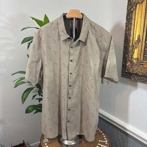 5.11 Tactical Men's Life's A Breach Tan w/ Palm Trees Short Sleeve Shirt - XL